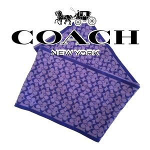 Coach Signature Monogram Scarf – 100% Merino Wool – Purple/Blue MINT 💜​